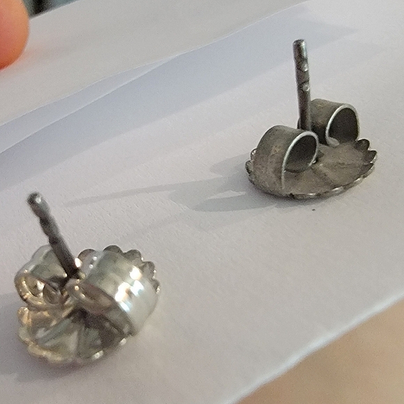 #Sabika Matte White #Opal Fun Studs Antique Silver Setting #Sabika Cut - Picture 8 of 8